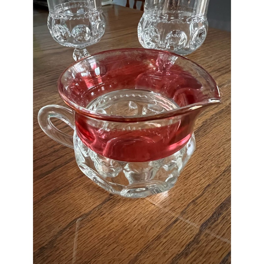 Vintage King’s Crown Thumbprint Creamer and 2 wine glasses